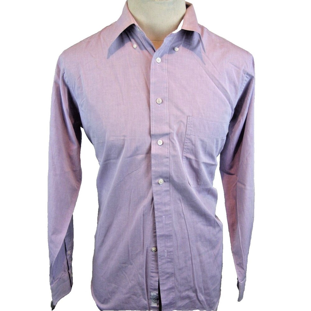 Mens Gant Purple LS Chambray Cotton Casual Shirt sz 16x34